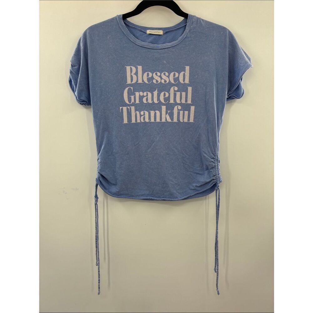 3For$20 Occasion Blue "Blessed Grateful Thankful" Short Sleeve Tee size: M